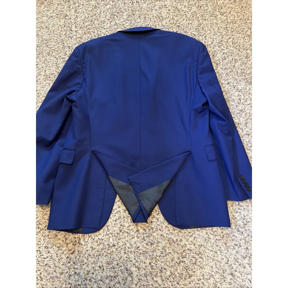 YSL Yves Saint Laurent Jacket Royal Blue Italy 44R Rayon/Viscosa Double  Vent - Picture 7 of 12